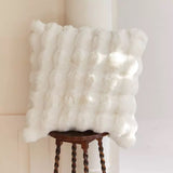 White Faux Fur Throw Pillow