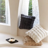 White Faux Fur Throw Pillow