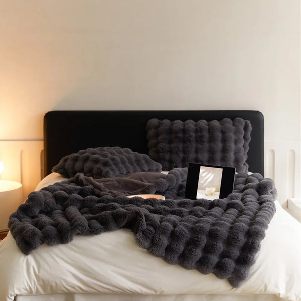 Charcoal Faux Fur Blanket