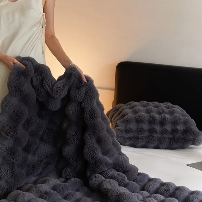Charcoal Faux Fur Blanket