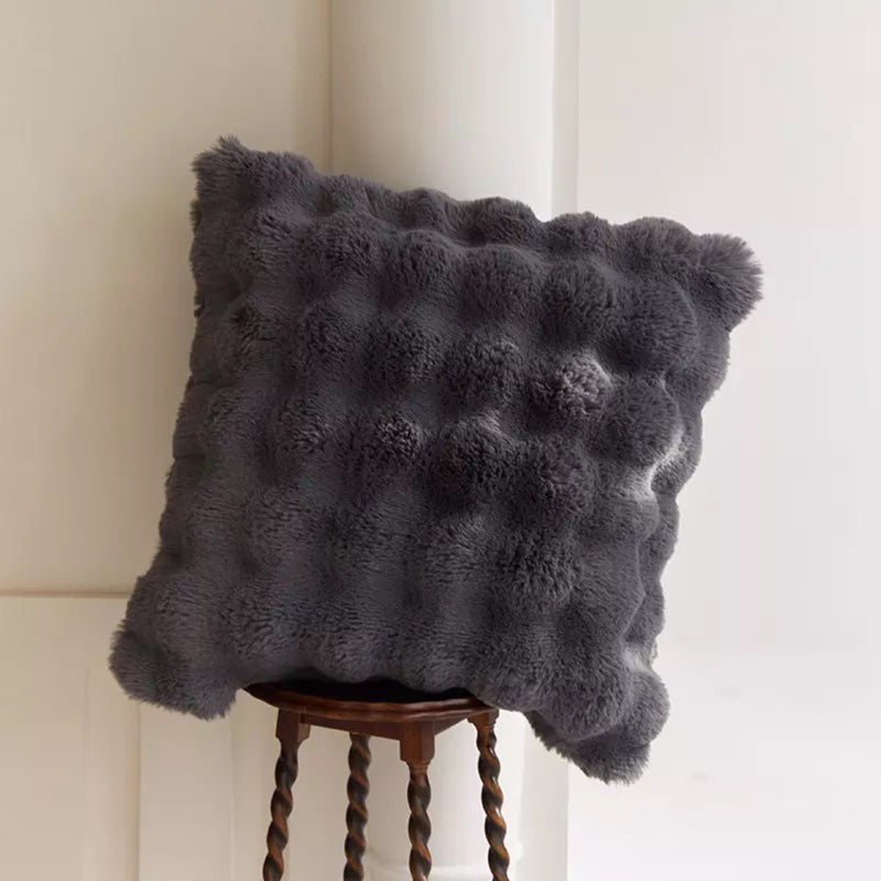 Charcoal Faux Fur Throw Pillow