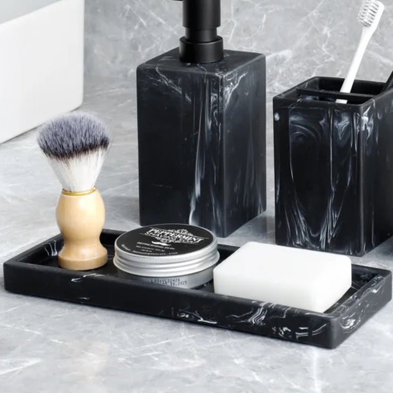 Black Marble Makeup Tray