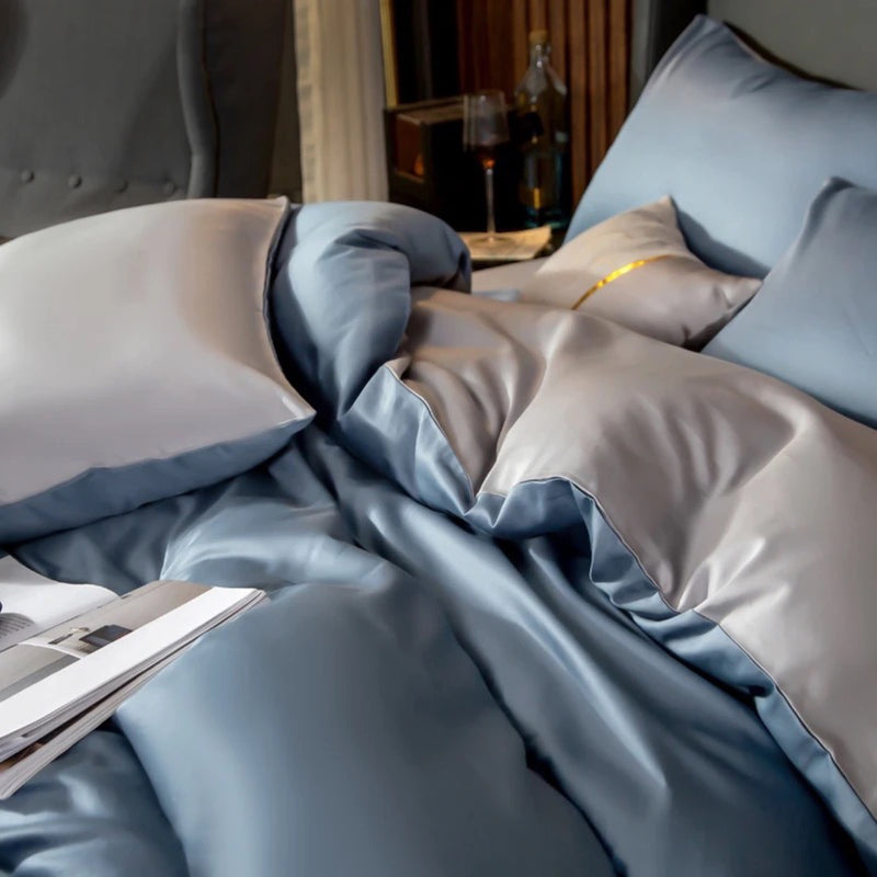 Luxe Blue Duvet Cover Set (Egyptian Cotton)