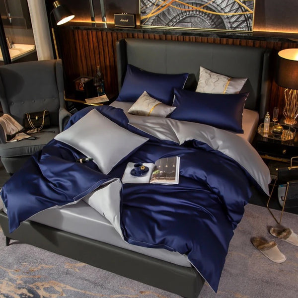 Luxe King Blue Duvet Cover Set (Egyptian Cotton)