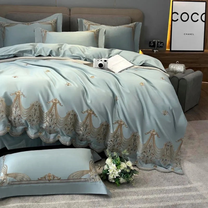 Teal Boho Duvet Cover Set (Egyptian Cotton)