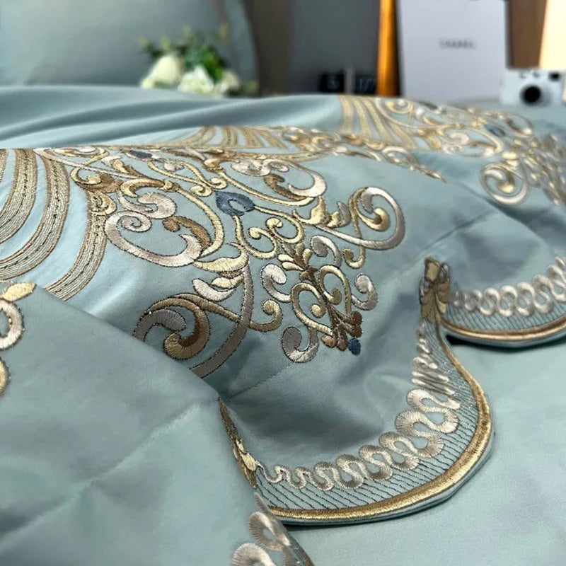 Teal Boho Duvet Cover Set (Egyptian Cotton)